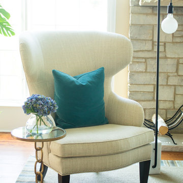 Sitting Chair with Nearly Natural Blooming Hydrangea