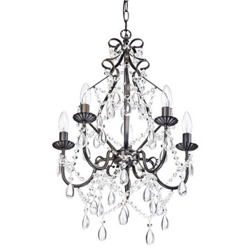 Athena 5-Light Iron and Crystal Candle Chandelier
