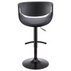 Gionni Adjustable Swivel Faux Leather and Wood Bar Stool With Metal Base, Gray and Black