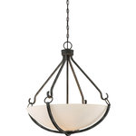 Nuvo Lighting - Sherwood 4 Light Pendant - 4 Light Sherwood Pendant - Iron Black with Brushed Nickel Accents Finish - Frosted Etched Glass