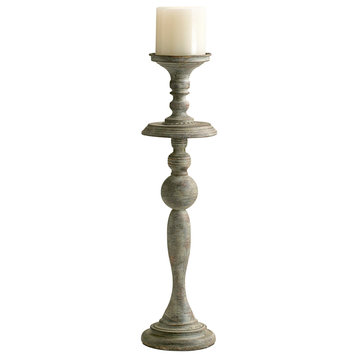 Small Bach Candlestick in Distressed Antiqued White