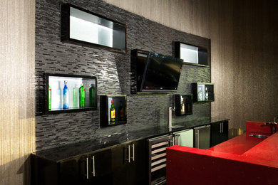 Example of a trendy family room design in Houston