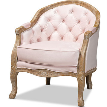Genevieve Armchair - Light Pink, Oak