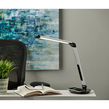Rodney LED AdessoCharge Wireless Charging Multi-Function Desk Lamp- Steel