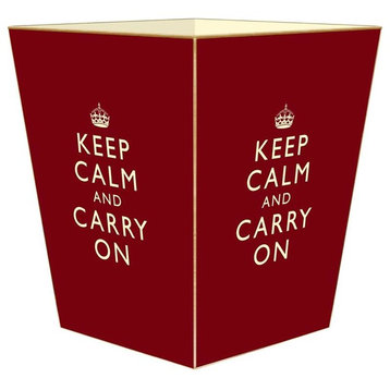 Red Keep Calm and Carry On Wastepaper Basket