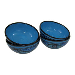 Le Souk Ceramique - Stoneware Deep Sauce/Ice Cream Bowls, Set of 4, Sabrine Design - Serving And Salad Bowls