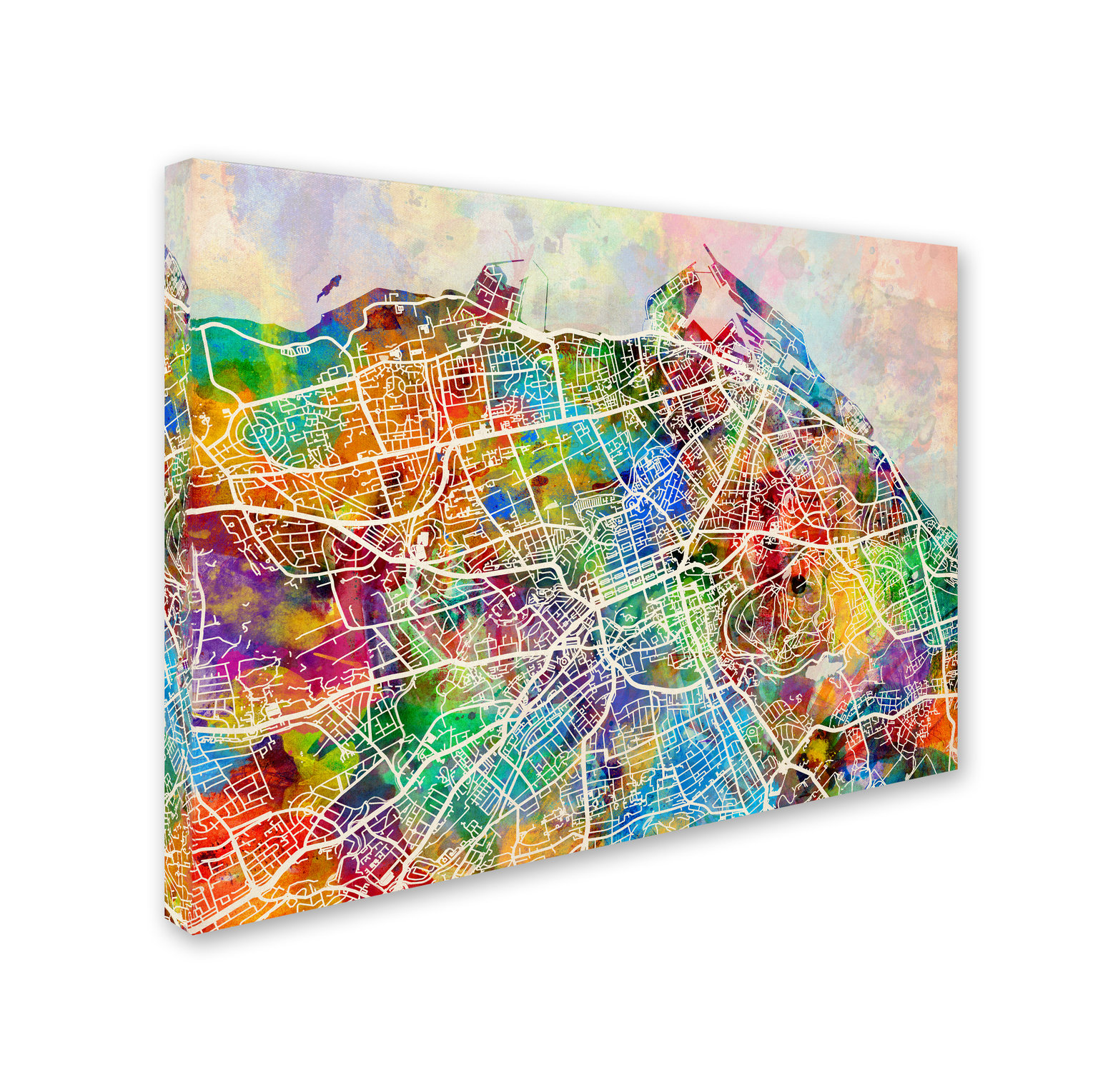 'Edinburgh Street Map' Canvas Art by Michael Tompsett, 14