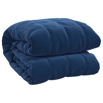 vidaXL Weighted Blanket Heavy Quilt Blanket Blue 86.6"x102.4" 24.3 lb Fabric