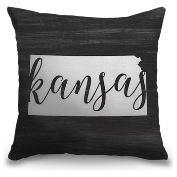 "Home State Typography - Kansas" Outdoor Pillow 18"x18"