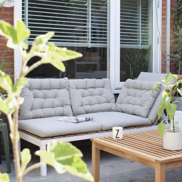 vidaXL Sun Lounger with Table Aluminum WPC and Brown