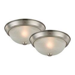 Satin Nickel Flush Mount Ceiling Light Fixtures Twin Pack - Flush-mount Ceiling Lighting