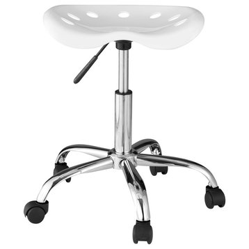 OneSpace Computer Task Chair with Tractor Seat, White