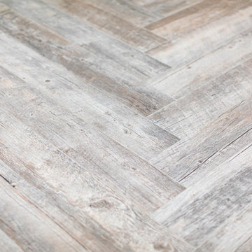 Wood-Look Herringbone Tile Flooring