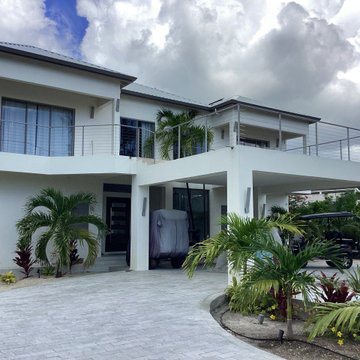 White metal post cable railing project in Antigua and Barbuda