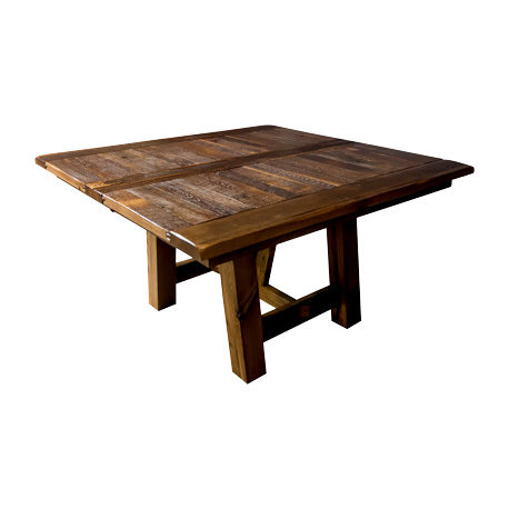 Hawthorne Reclaimed Barnwood Square Table, Provincial, 72x72, 2  Leaves