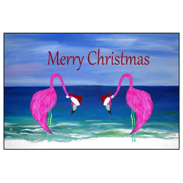 Santa Beach Flamingos Merry Christmas Door Floor Mat In/Outdoors, 36x60