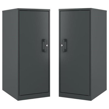 Home Square 3 Shelf Metal Locker Storage Cabinet Set in Charcoal (Set of 2)