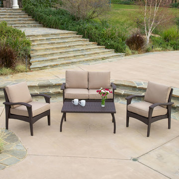 Contemporary Outdoor Patio Ft. 4pc Sofa Set