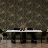 Marble Stone Like Textured Non Woven Wallpaper, Charcoal Gold, Sample