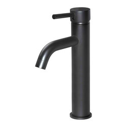 Round Tall Matte Black Basin Mixer with curved spout SKU: MB04-R3 - Bathroom Taps and Shower Heads