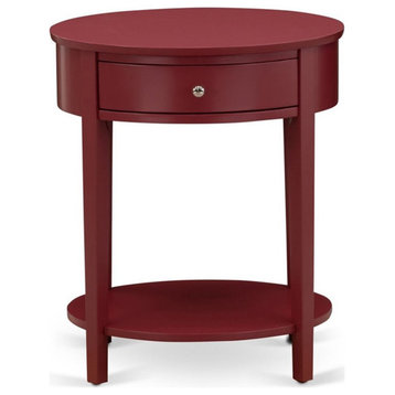 Atlin Designs Modern Wood Nightstand in Burgundy Red