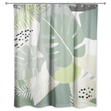 Abstract Tropical Leaves 2 71x74 Shower Curtain