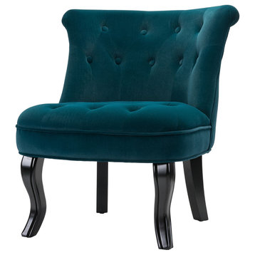 Jane Uphlostered Ottoman Accent Chair, Teal