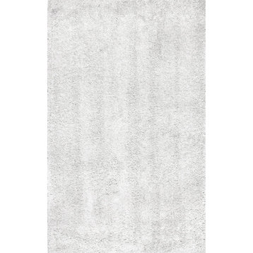 nuLOOM Kara Shag Striped Area Rug, Ivory, 7'10"x10'10"