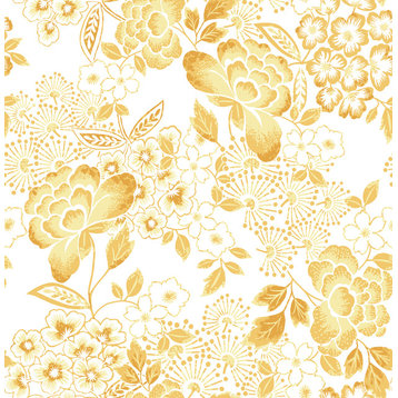 Irina Yellow Floral Blooms Wallpaper Sample