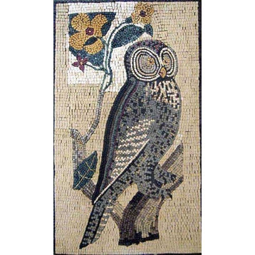 Marble Mosaic Art, Wise Owl, 24"x42"