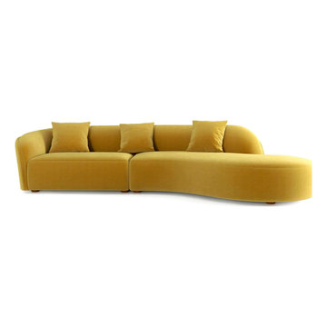 Elijah Japandi Style Curvy Sectional Sofa - Yellow