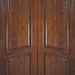 Prehung Front Double Door 96 Wood Knotty Alder 2 Panel Arch Top Solid - Front Doors