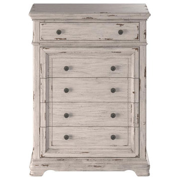 American Woodcrafters Providence Antique White Wood Five Drawer Chest