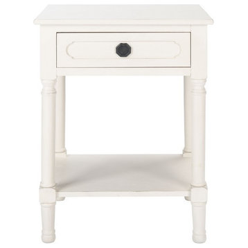 Raleigh 1 Drawer Accent Table, Distressed White