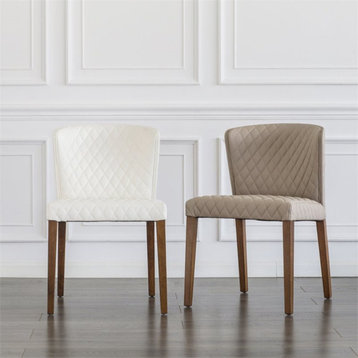New Pacific Direct Albie Faux Leather Dining Side Chair in Off White (Set of 2)