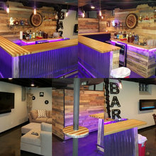 Basement bar & media room