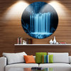 Waterfalls In Wood Black And White, Landscape Round Metal Wall Art, 36"