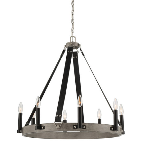 Minka Lavery 3878 Rawson Ridge 8 Light 28"W Chandelier - Aged Silverwood / Coal