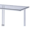 Glass Top Metal Sofa Table With Marble Bottom Shelf, Silver And Clear