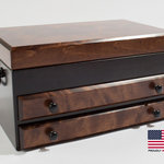 American Chest Co. - Flaming Amish Birch, 2-Drawer Jewel Chest, Soft-Suede Linings, Amish Made in USA - Flaming AMISH Birch, Two-Drawer Jewel Chest.