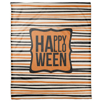Happy Halloween Stripes 50"x60" Fleece Blanket