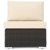 GDF Studio Seneca Outdoor 7 Pc Wicker Sectional With Water Resistant Cushions, Multibrown/Beige