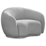 Meridian Furniture - Hyde Boucle Fabric Upholstered, Grey, Chair - Curl up and relax on this Hyde grey boucle fabric . This wide, rounded is as comfortable as it is stylish, making it an excellent addition to your living space. Rich grey boucle fabric upholstery gives a soft touch against your skin and its deep plush cushion provides you with cozy support. Its rounded back is both chic and homey, with its contemporary design sure to add flair to your modern home.
