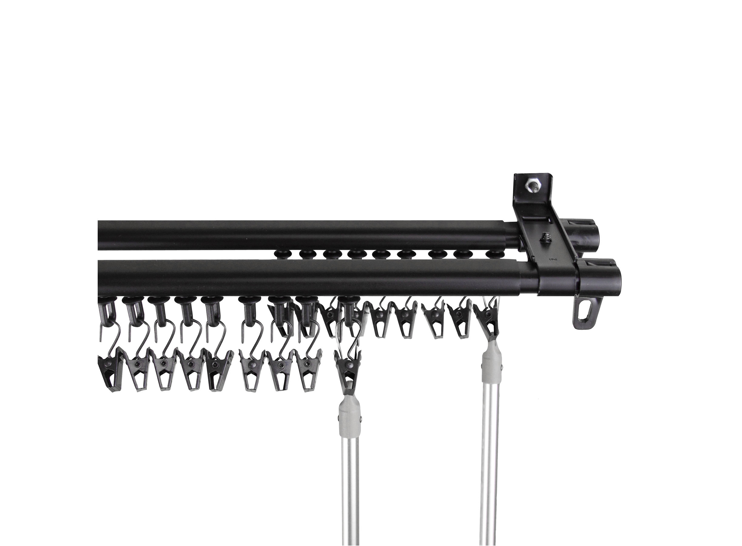 Baton Draw Rods Baton Draw Adjustable Double Track - Black, 48-84