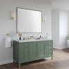 60 Inch Modern Farmhouse Green Single Sink Bathroom Vanity Quartz, James Martin