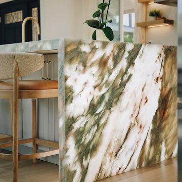 Emerald Glow: Backlit Onyx Kitchen