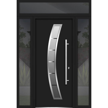 Exterior Prehung Door 68 x 96 / Deux 6500 Black Enamel, Left in