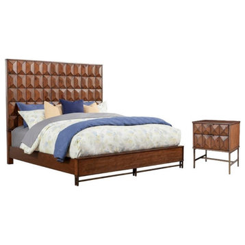 Home Square 2-Piece Set with Trig California King Panel Bed & Nightstand