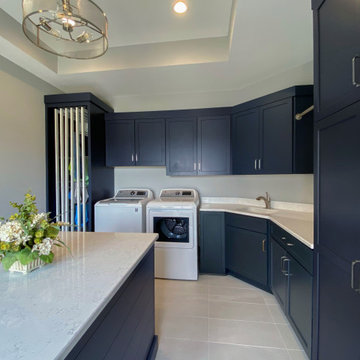 Functional Laundry Room Design - cabinet color SW 9177 salty dog