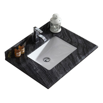 Laviva 313SQ1H-30-BW Countertop - 30" Single Hole with Rectangular Sink - Black